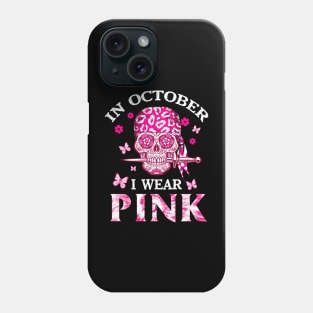 I Wear Pink For Breast Cancer Pink Ribbon Pirate Women Phone Case