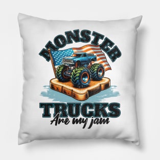 Monster Trucks Are My Jam Pillow