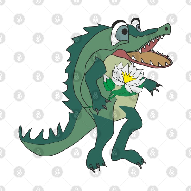 Crocodile with a flower by Alekvik