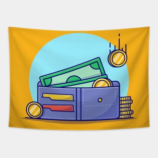 Wallet With Money Cartoon Vector Icon Illustration Tapestry