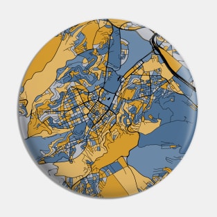 Stuttgart Map Pattern in Blue & Gold Pin