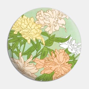 Vintage Victoriana Botanical Chrysanthemum Illustration Design Pin