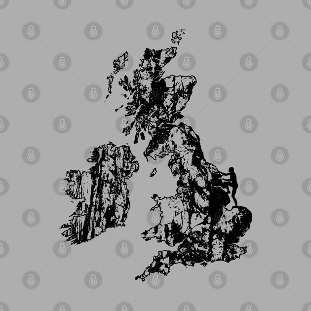 Rock Climbing Great Britain United Kingdom Rock Climber Map by TeeCreations