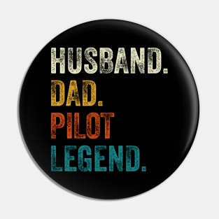 Husband Dad Pilot Legend Retro Vintage Pin