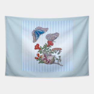 Blue Morpho Butterfly On Pomegranate Tapestry