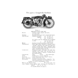 Sunbeam motorbike catalogue entry from 1927 T-Shirt