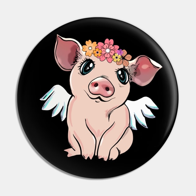 Pig flowers crown wings Pin by Collagedream