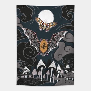 Bat and Moth Chase Tapestry