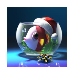 Fish in Bowl with Santa Hat T-Shirt