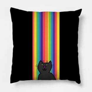 Kitty Cat at the End of the Rainbow Pillow