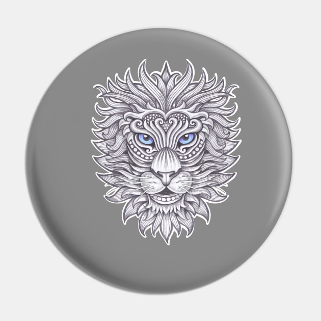 Lion face with floral ornament decoration Pin by tsign703