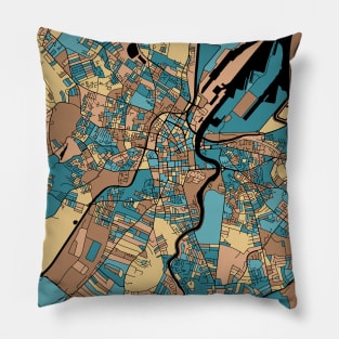 Belfast Map Pattern in Mid Century Pastel Pillow