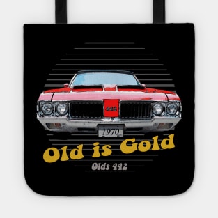 Olds 442 American Muscle Car Old is Gold Tote