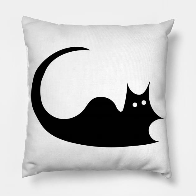 Black cat forms the word Cat Pillow by SkelBunny