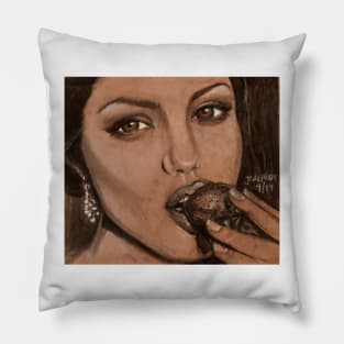 Angelina Jolie eating a strawberry. Pillow