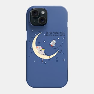 mouse flyes to the moon for cheese Phone Case