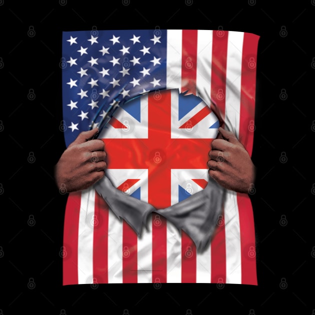 United Kingdom Flag American Flag Ripped - Gift for English Scottish Welsh Or Irish From United Kingdom by Country Flags