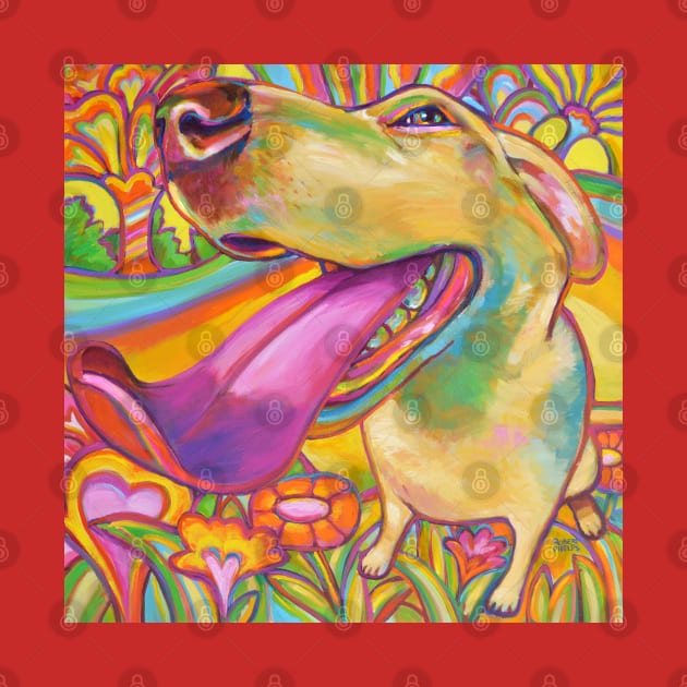 Dog Daze of Summer Psychedelic Blond Labrador by RobertPhelpsArt