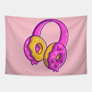 Headphone Doughnut Cream Cartoon Tapestry