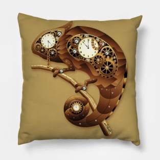 Steampunk Chameleon Vintage Style Pillow
