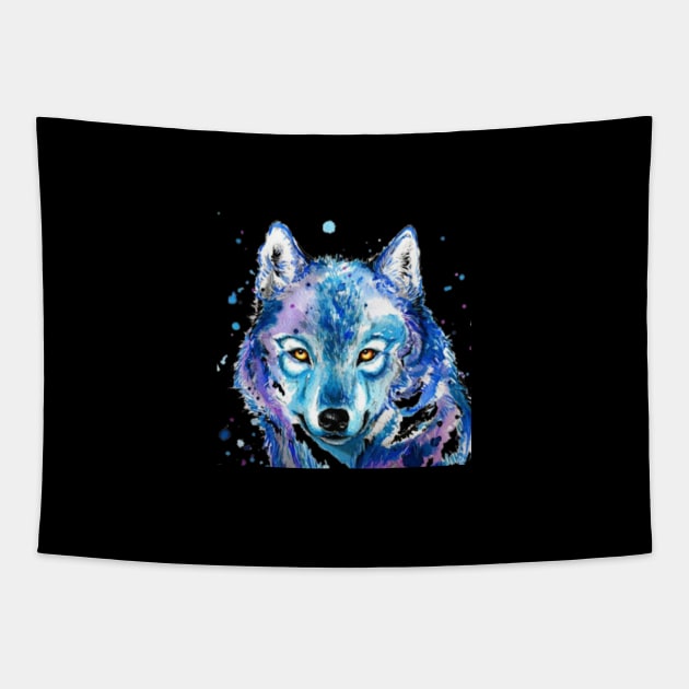 Iced Faced Wolf Painted By Watercolor A Cool Art Tapestry by mangobanana