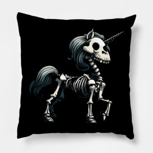 Spooky magical skeleton unicorn Pillow