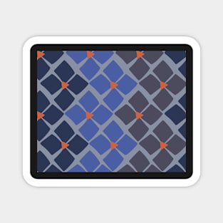 Blue and Orange Floral Zig Zag Magnet