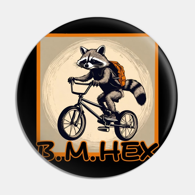 Raccoon bmx rider Pin by Ilustradamus