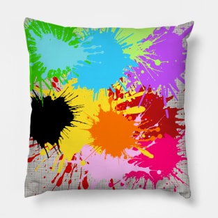 Modern Geometric Pattern Paint Splot Ink Doodle Bright Rainbow Style Pillow