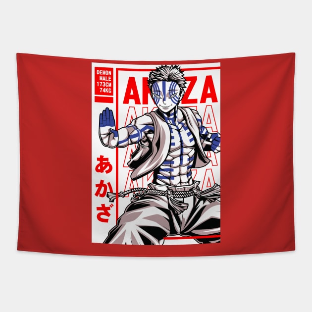 Akaza - Demon Slayer Tapestry by Silvercrowv1