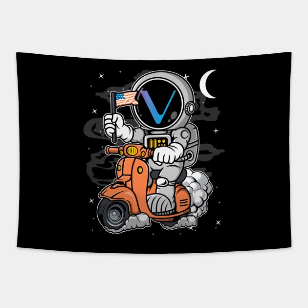 Astronaut Scooter Vechain VET Coin To The Moon Crypto Token Cryptocurrency Blockchain Wallet Birthday Gift For Men Women Kids Tapestry by Thingking About