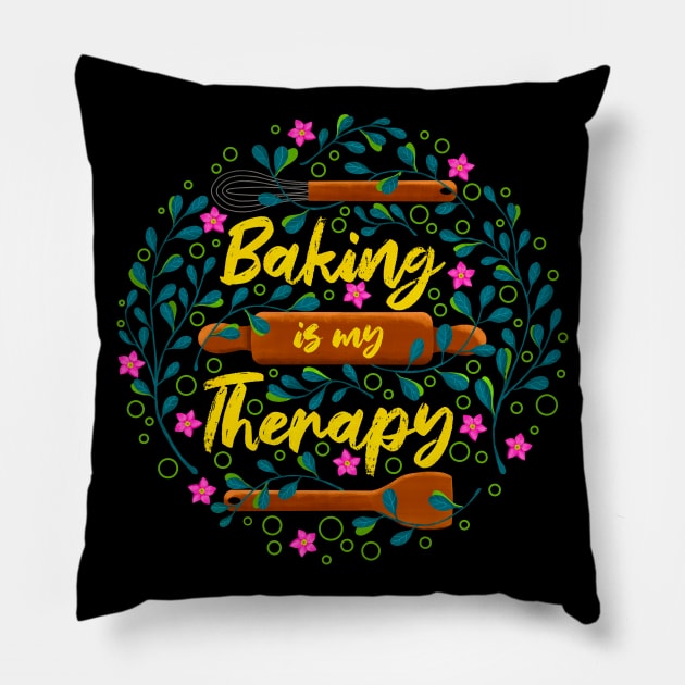 Baking is My Therapy Pillow by Tebscooler