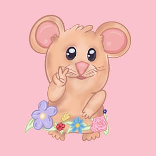 Peace Sign Hamster Meme with Flowers T-Shirt