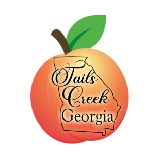 Tails Creek Georgia State Outline on Peach T-Shirt