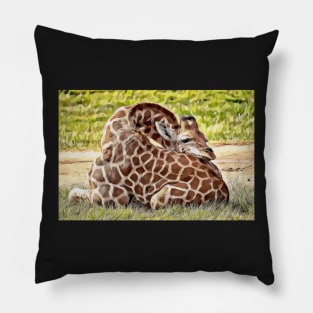 Baby Giraffe: Photography + Digital Art Pillow