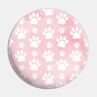 Pattern Of Paws, White Paws, Watercolors, Pink Pin