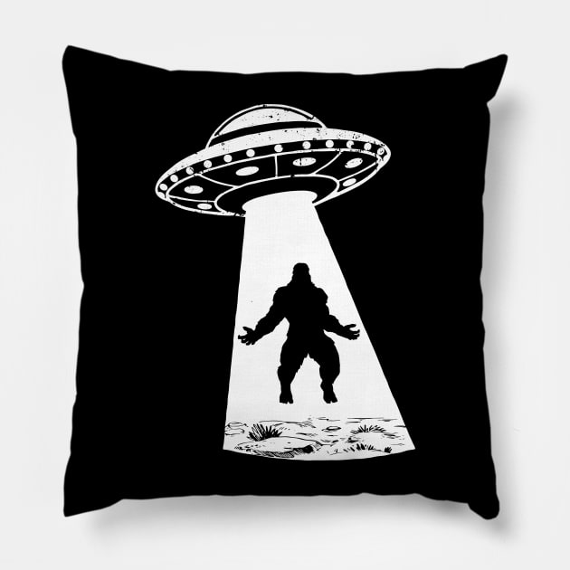 Bigfoot Believer Alien Abduction UFO Sasquatch Folklore Meme Pillow by Kushteez