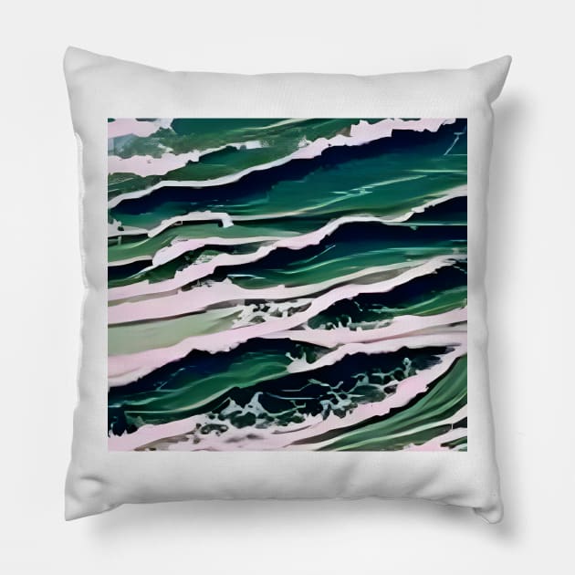 Aesthetic Ocean Waves Pillow by Mihadom