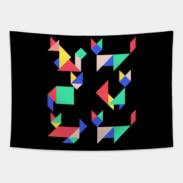 geometric cat Tapestry by A tone for life