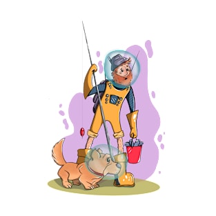 Space Fisherman and Doggy T-Shirt