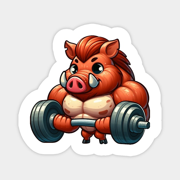 Cute Muscular Boar Magnet by Dmytro