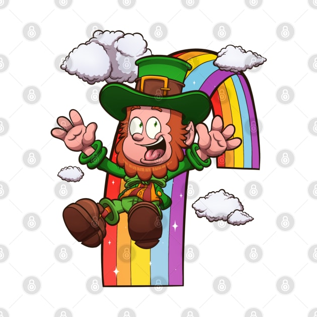 Leprechaun Gliding On Rainbow by TheMaskedTooner