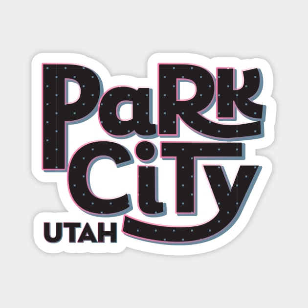 Park City Utah Sparkle Black Polka Dot and Pink Magnet by MountainFlower