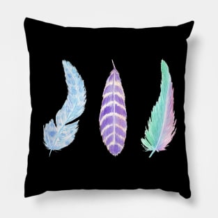 Watercolor feathers pack - set of 3 colorful featrhers Pillow