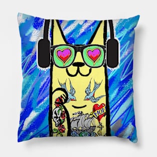 Summer Cat sticker By LowEndGraphics Pillow