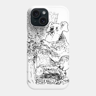 Koala eats bamboo in tree Phone Case