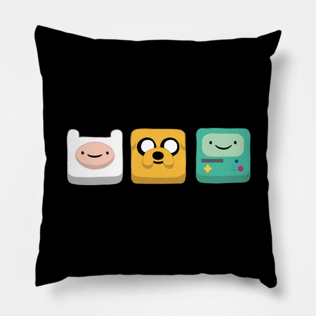 Jake, Finn and Bmo Pillow by valentinahramov