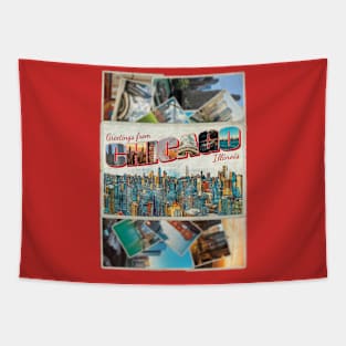 Greetings from Chicago in Illinois Vintage style retro souvenir Tapestry