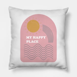 My happy place - retro summer beach vacation vibe Pillow