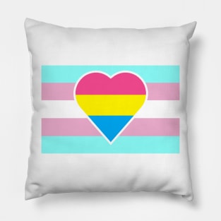 Transgender Pride Flag with Pansexual/Panromantic Heart Pillow